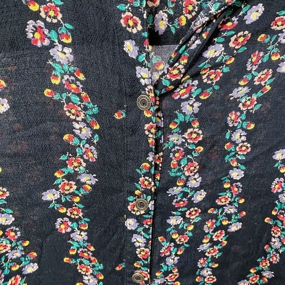 Free People Floral Black long sleeve button down dress XS - Picture 4 of 11